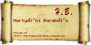 Hartyáni Barabás névjegykártya